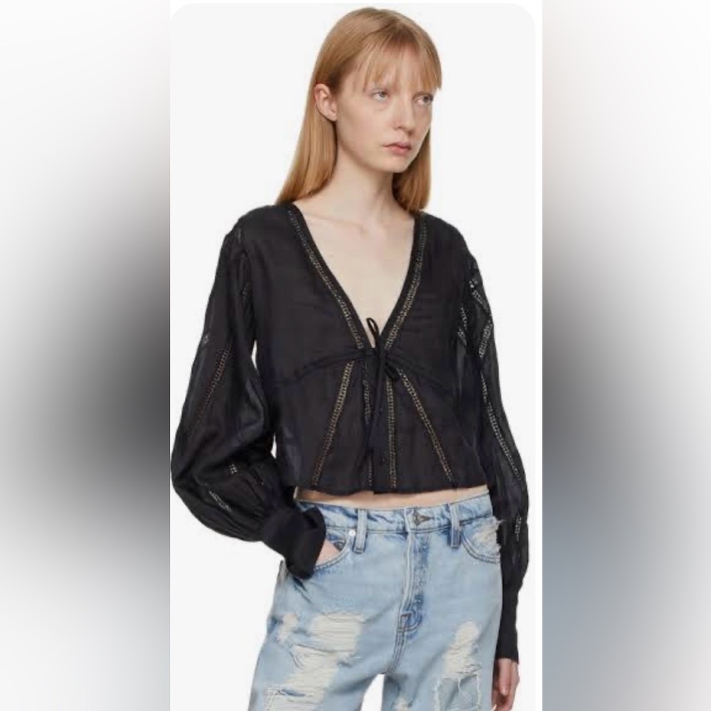 Frame Denim Empire Blouse with Lace inset - size S